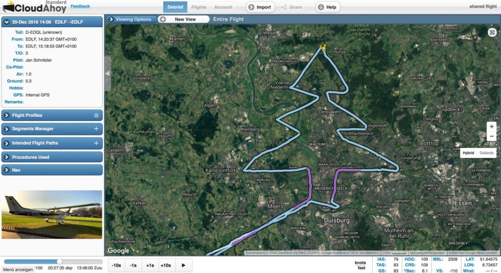 Vorgestern und gestern haben unsere Mitglieder Stefan und Jan das schöne Winterwetter nochmal für ein paar Trainingseinheiten und Lokalflüge genutzt. Ein bisschen weihnachtlich sollte es aber schon sein, daher die bemerkenswerte Routenplanung...